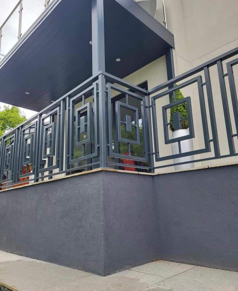 Modern balcony railing with geometric pattern
