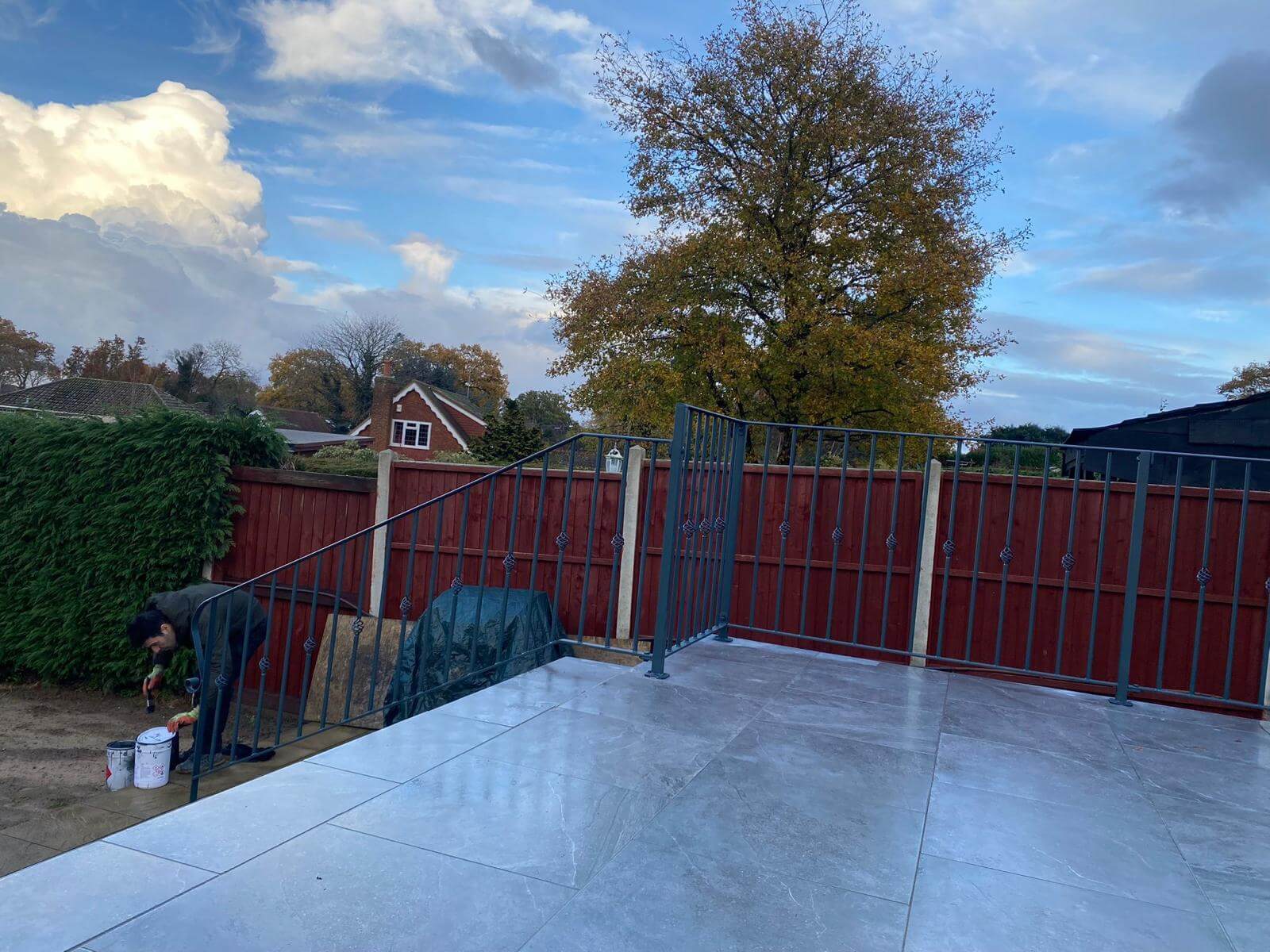 Contemporary black metal patio railings