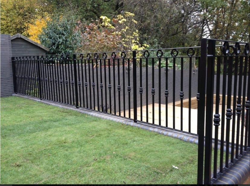 Decorative garden railings with circular patterns