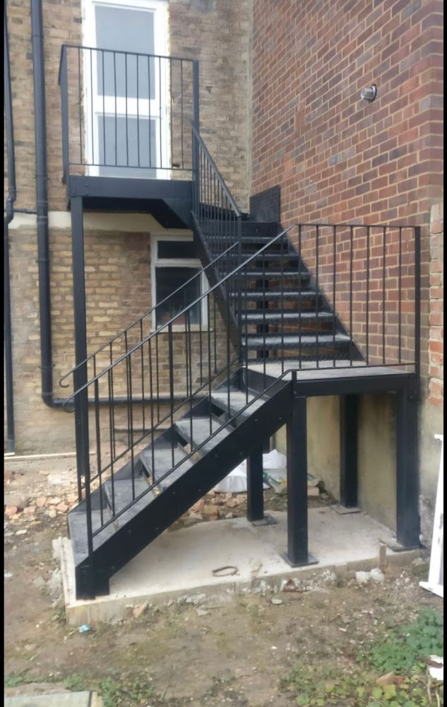 External metal staircase with railings