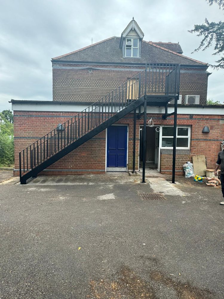 Industrial style metal staircase